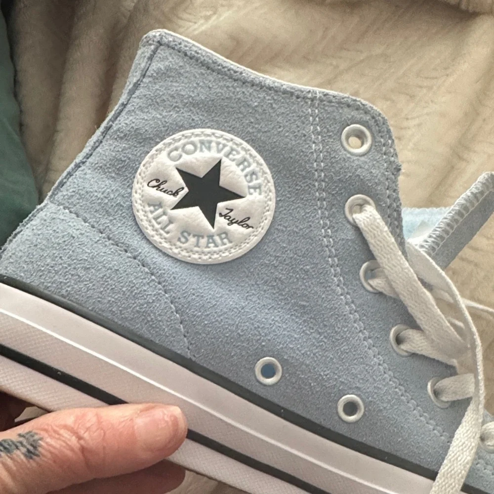 New Light Blue High-Top Suede Chucks - Picture 6 of 6